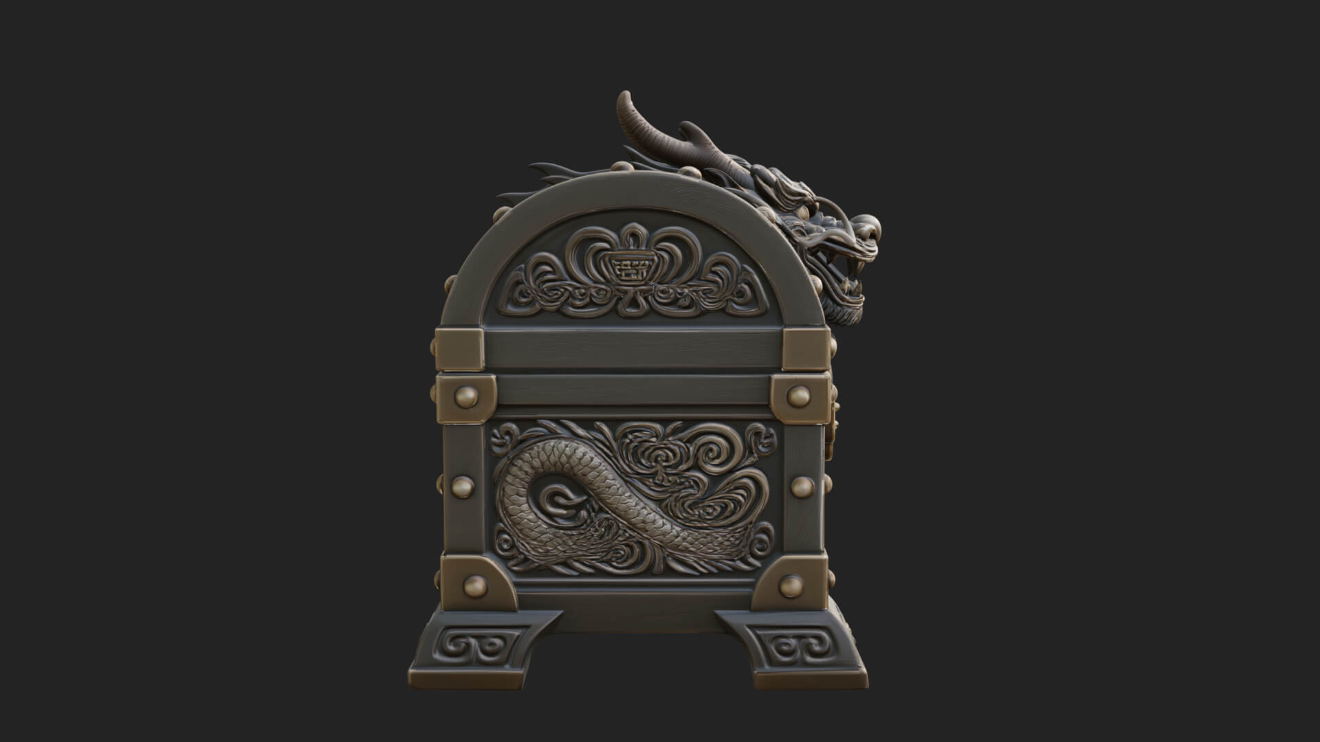 Dragon Head Treasure Chest Model Design 4 3D Print Model 3D Model