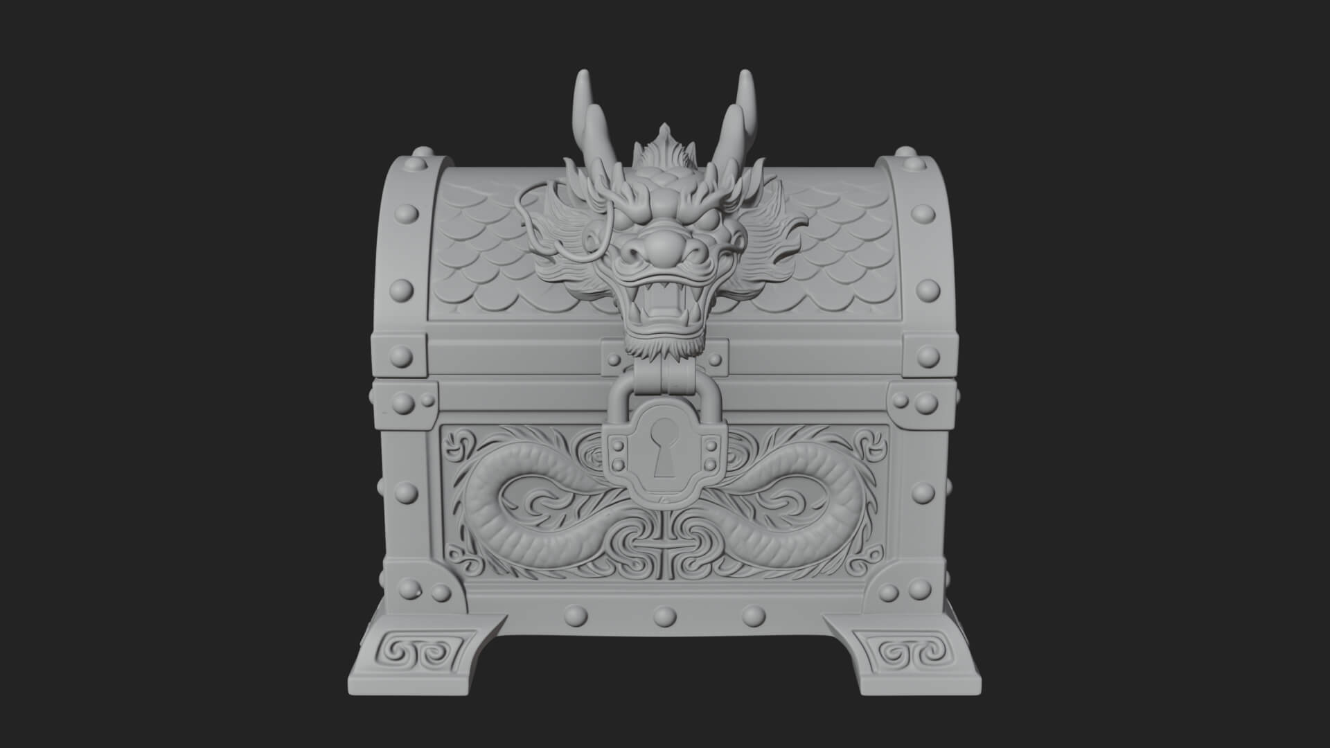 Dragon Head Treasure Chest Model Design 4 3D Print Model 3D Model