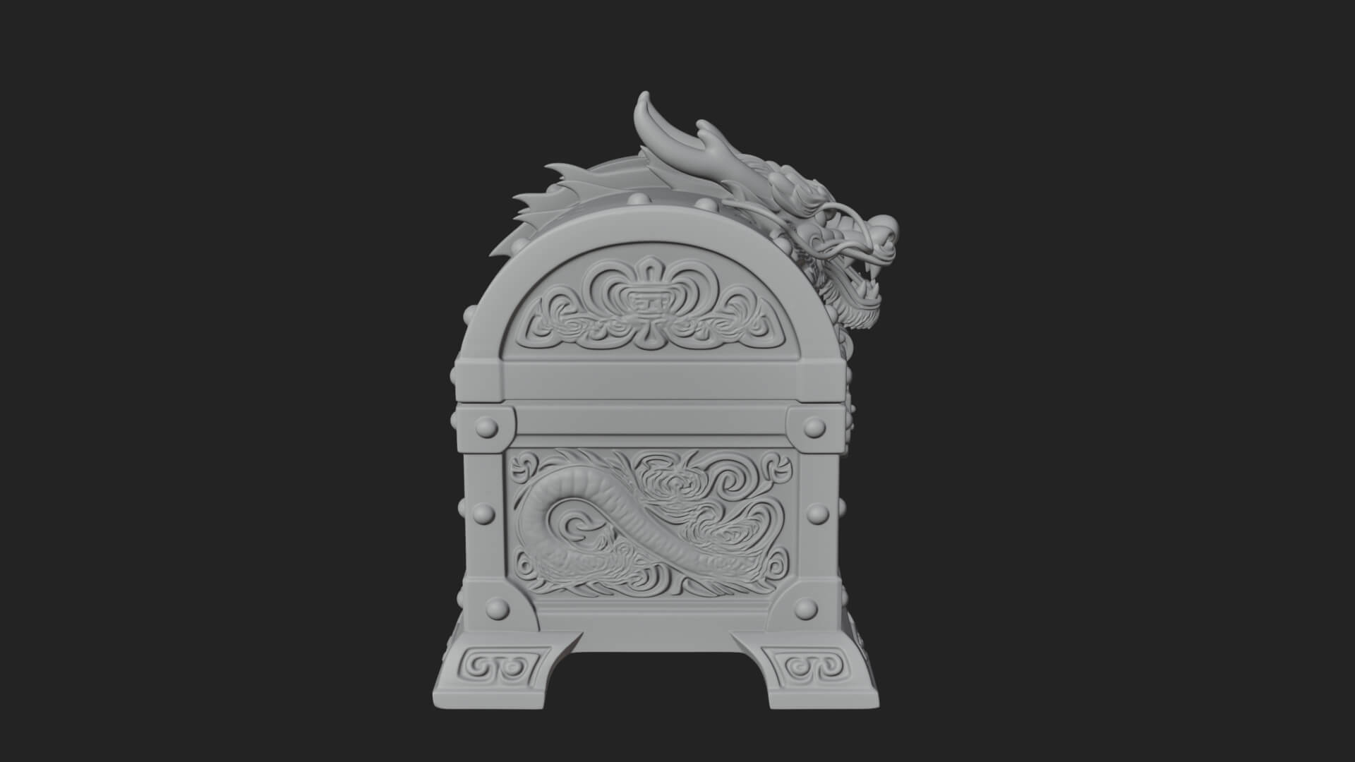 Dragon Head Treasure Chest Model Design 4 3D Print Model 3D Model