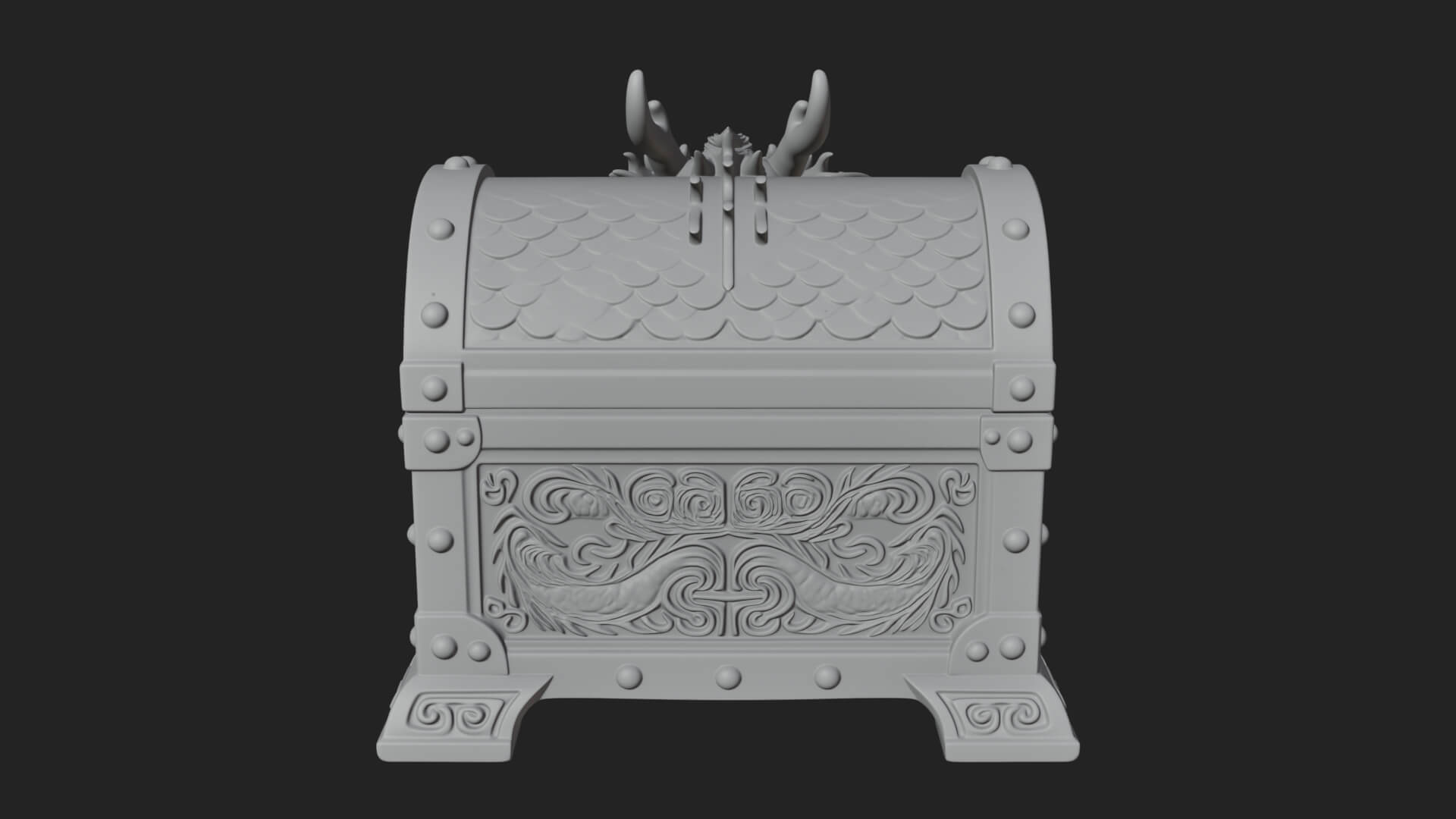 Dragon Head Treasure Chest Model Design 4 3D Print Model 3D Model