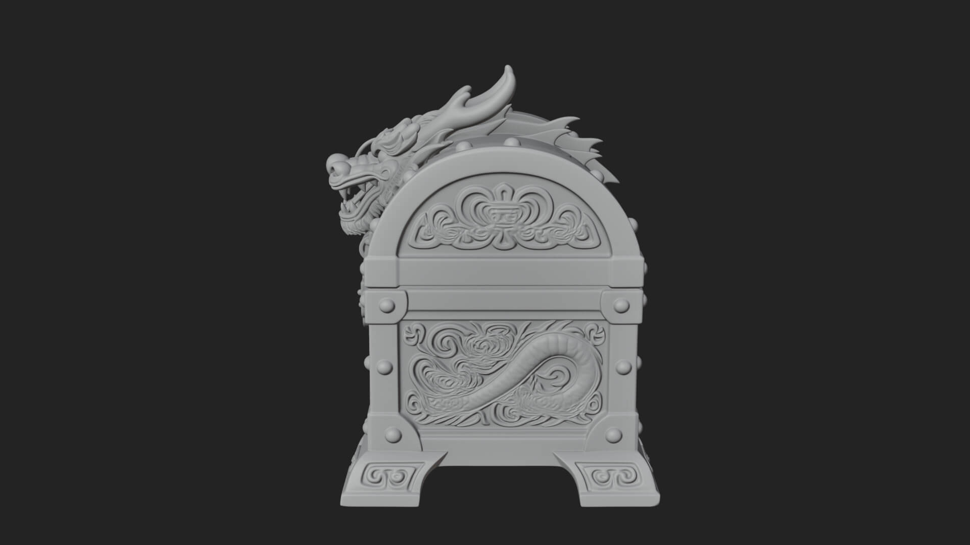 Dragon Head Treasure Chest Model Design 4 3D Print Model 3D Model