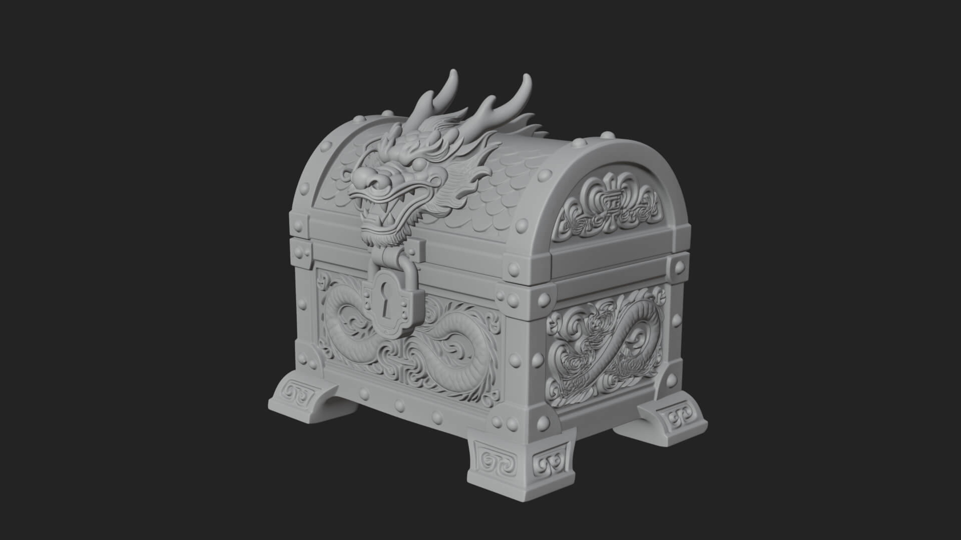 Dragon Head Treasure Chest Model Design 4 3D Print Model 3D Model