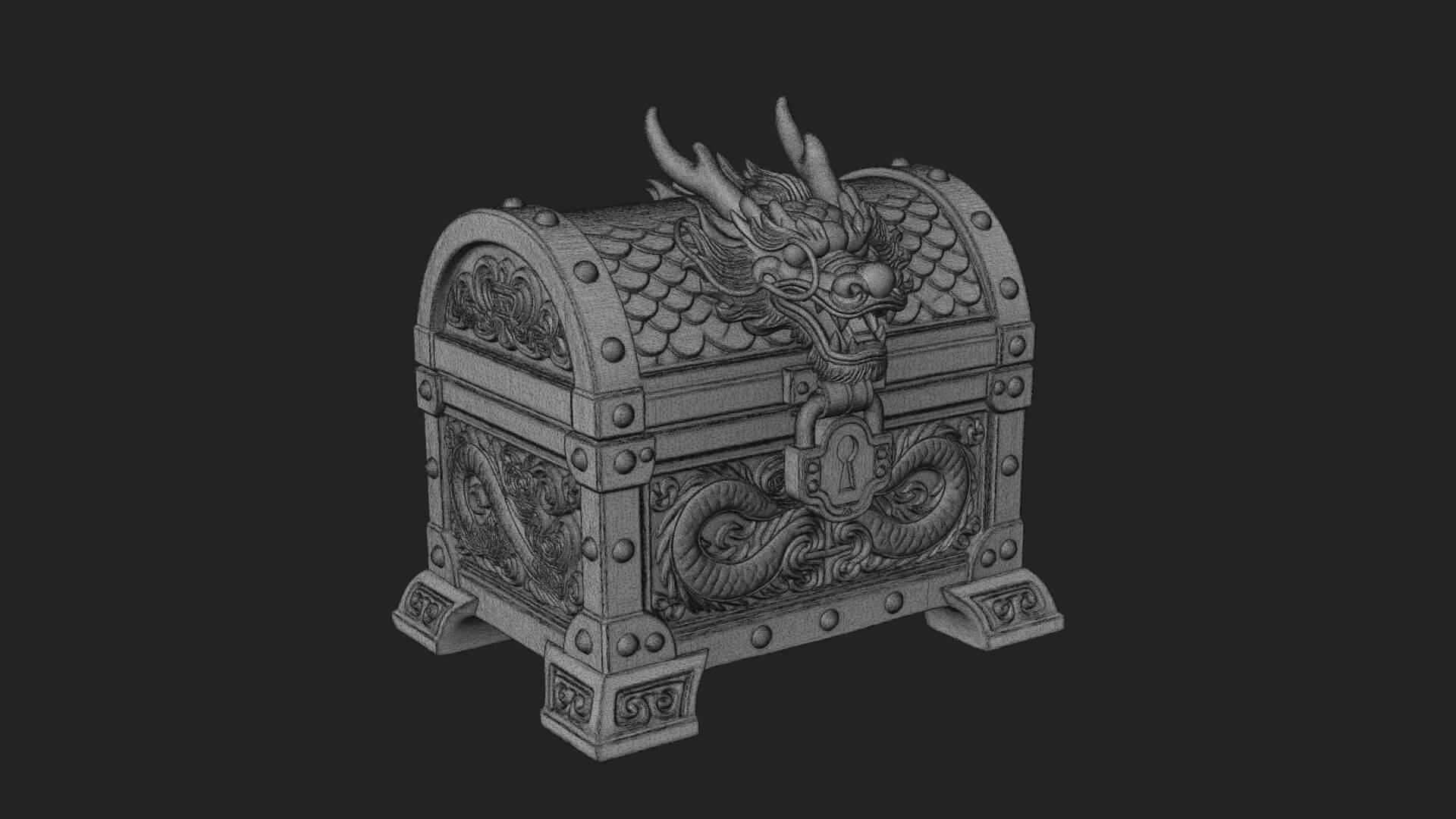 Dragon Head Treasure Chest Model Design 4 3D Print Model 3D Model