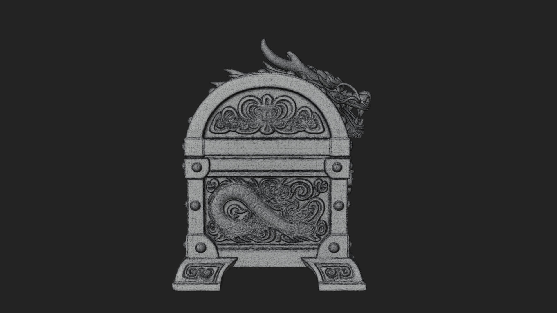 Dragon Head Treasure Chest Model Design 4 3D Print Model 3D Model