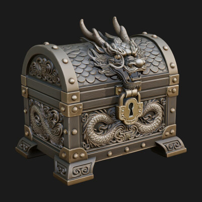 Dragon Head Treasure Chest Model Design 4 3D Print Model