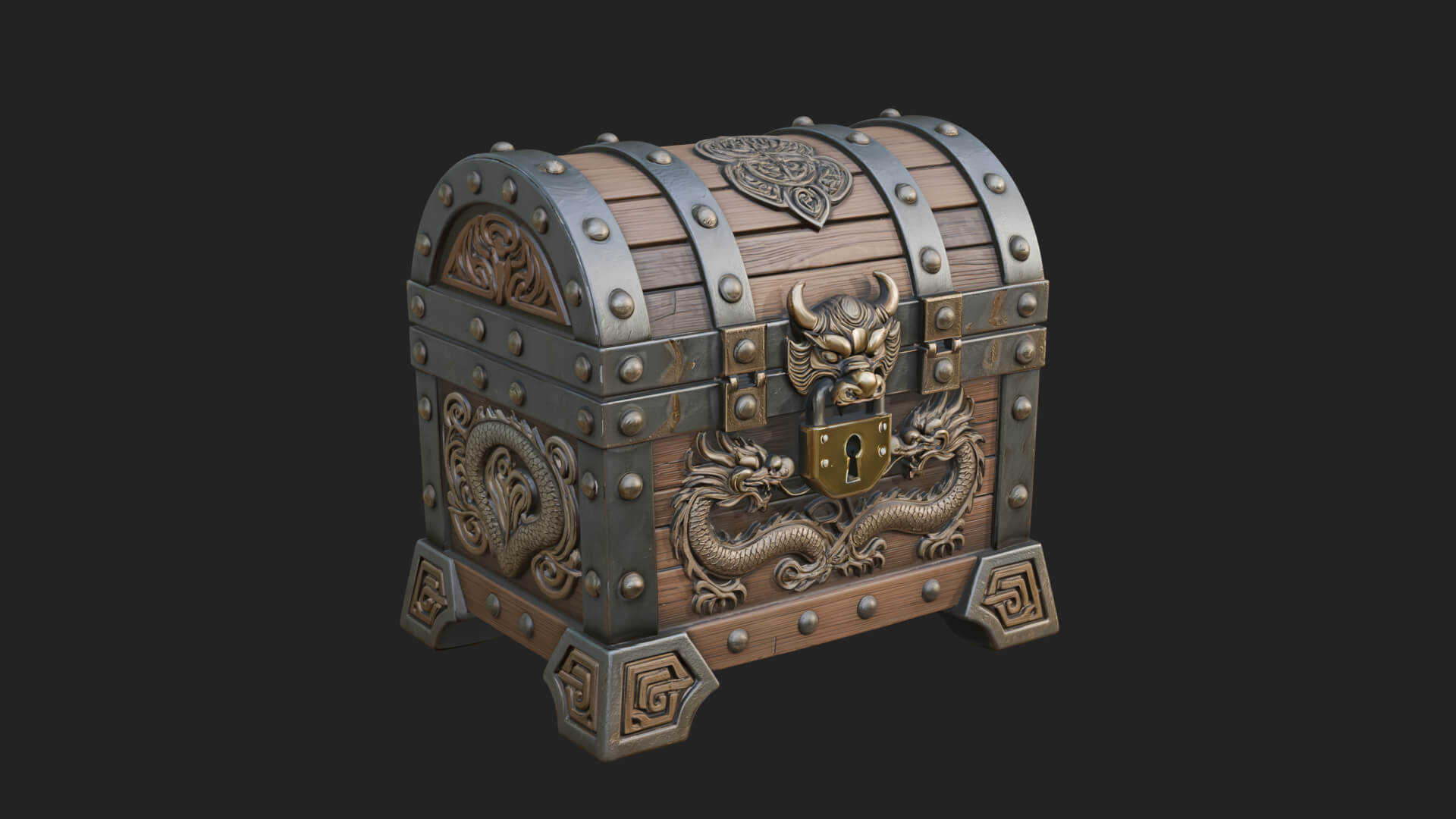 Dragon Head Treasure Chest Model Design 5 3D Print Model 3D Model