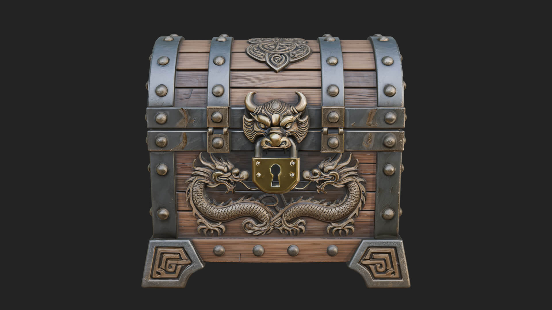 Dragon Head Treasure Chest Model Design 5 3D Print Model 3D Model