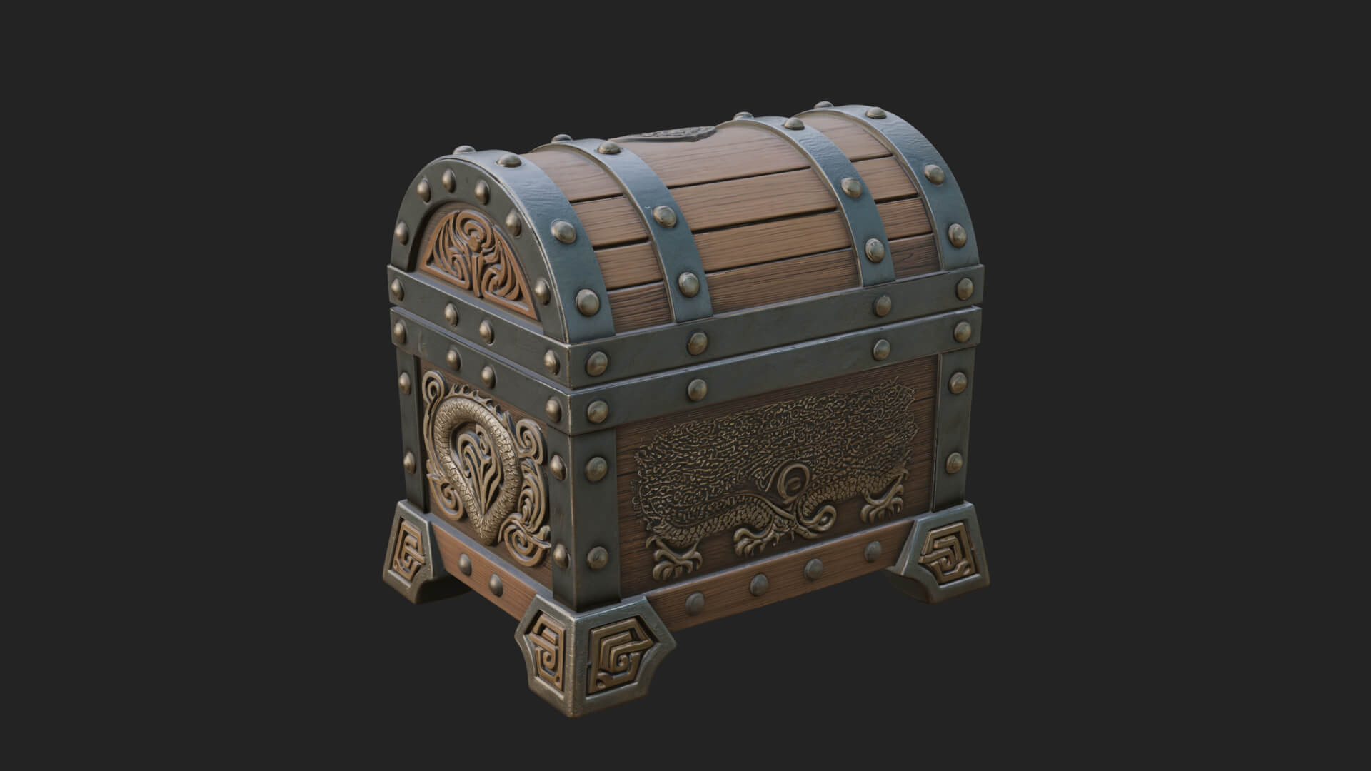 Dragon Head Treasure Chest Model Design 5 3D Print Model 3D Model