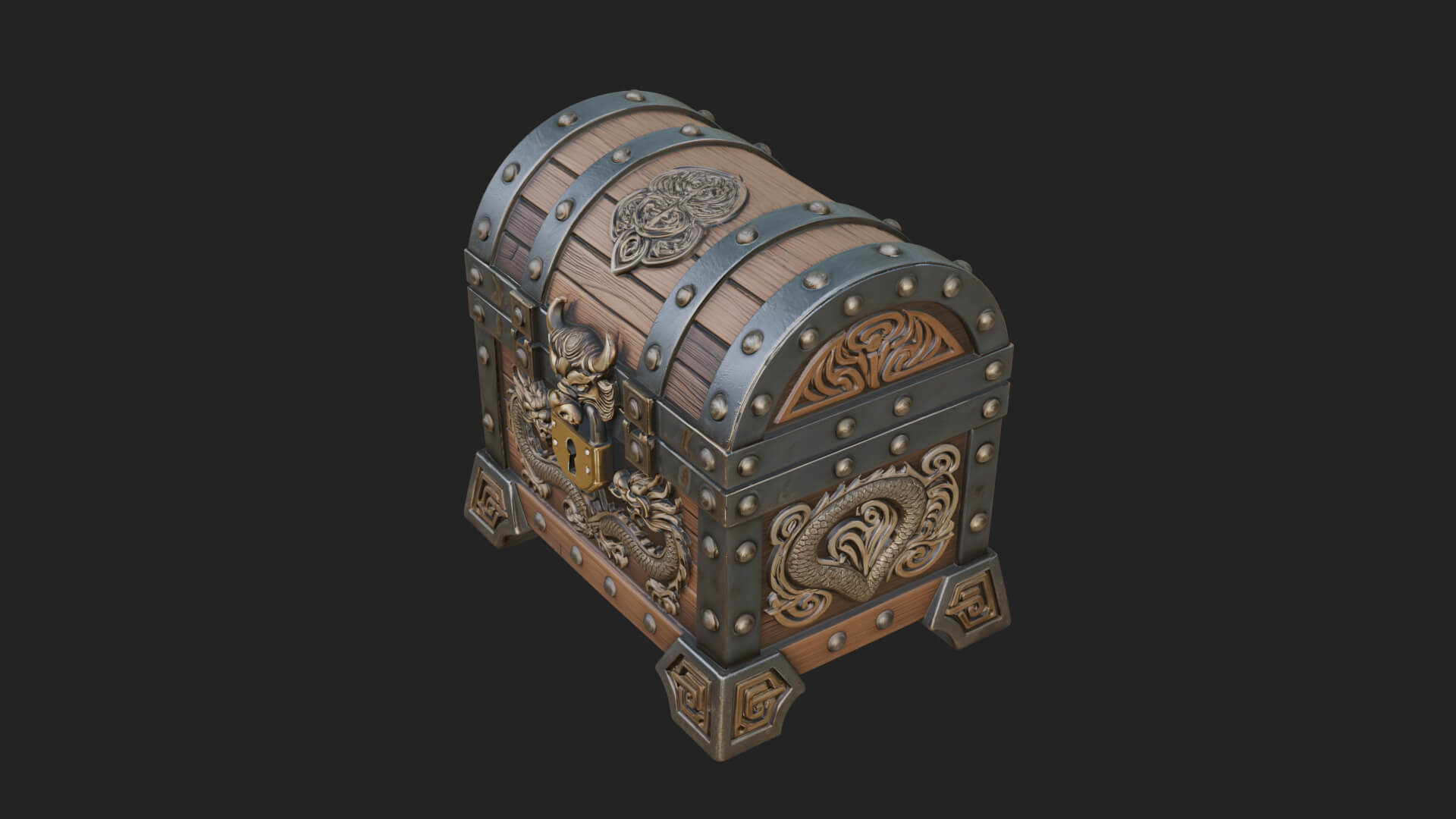 Dragon Head Treasure Chest Model Design 5 3D Print Model 3D Model