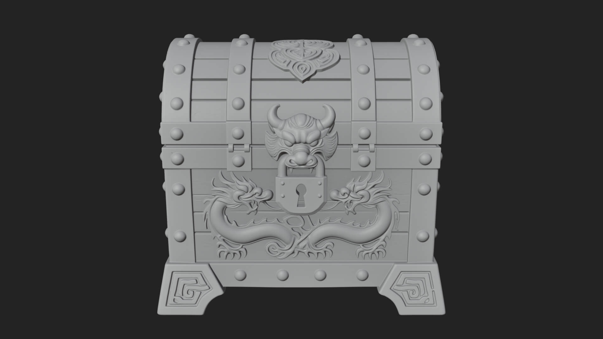 Dragon Head Treasure Chest Model Design 5 3D Print Model 3D Model