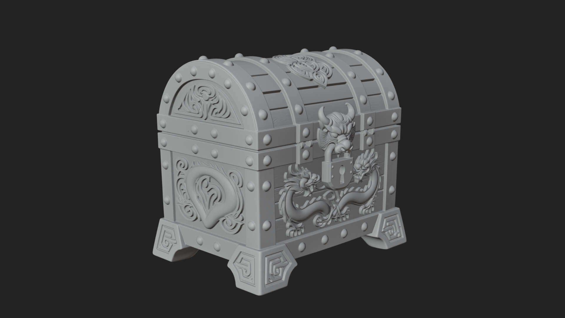 Dragon Head Treasure Chest Model Design 5 3D Print Model 3D Model