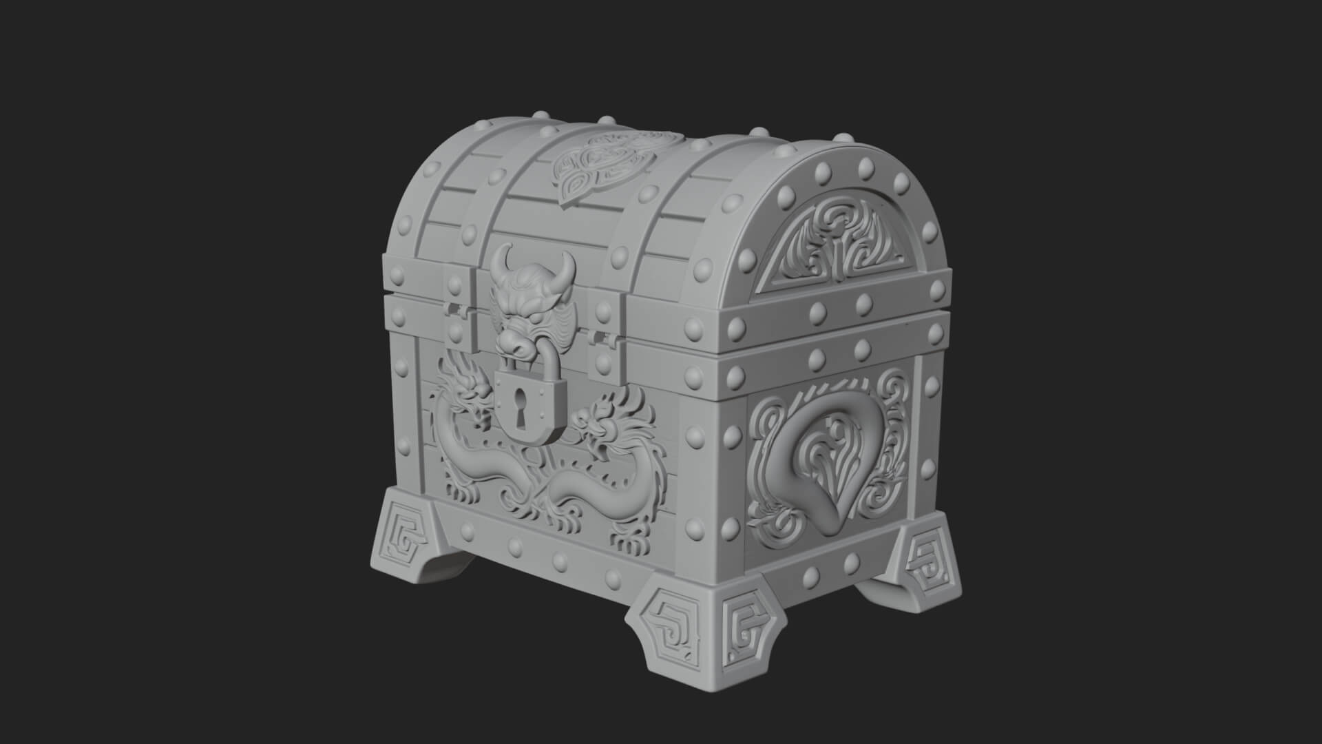 Dragon Head Treasure Chest Model Design 5 3D Print Model 3D Model