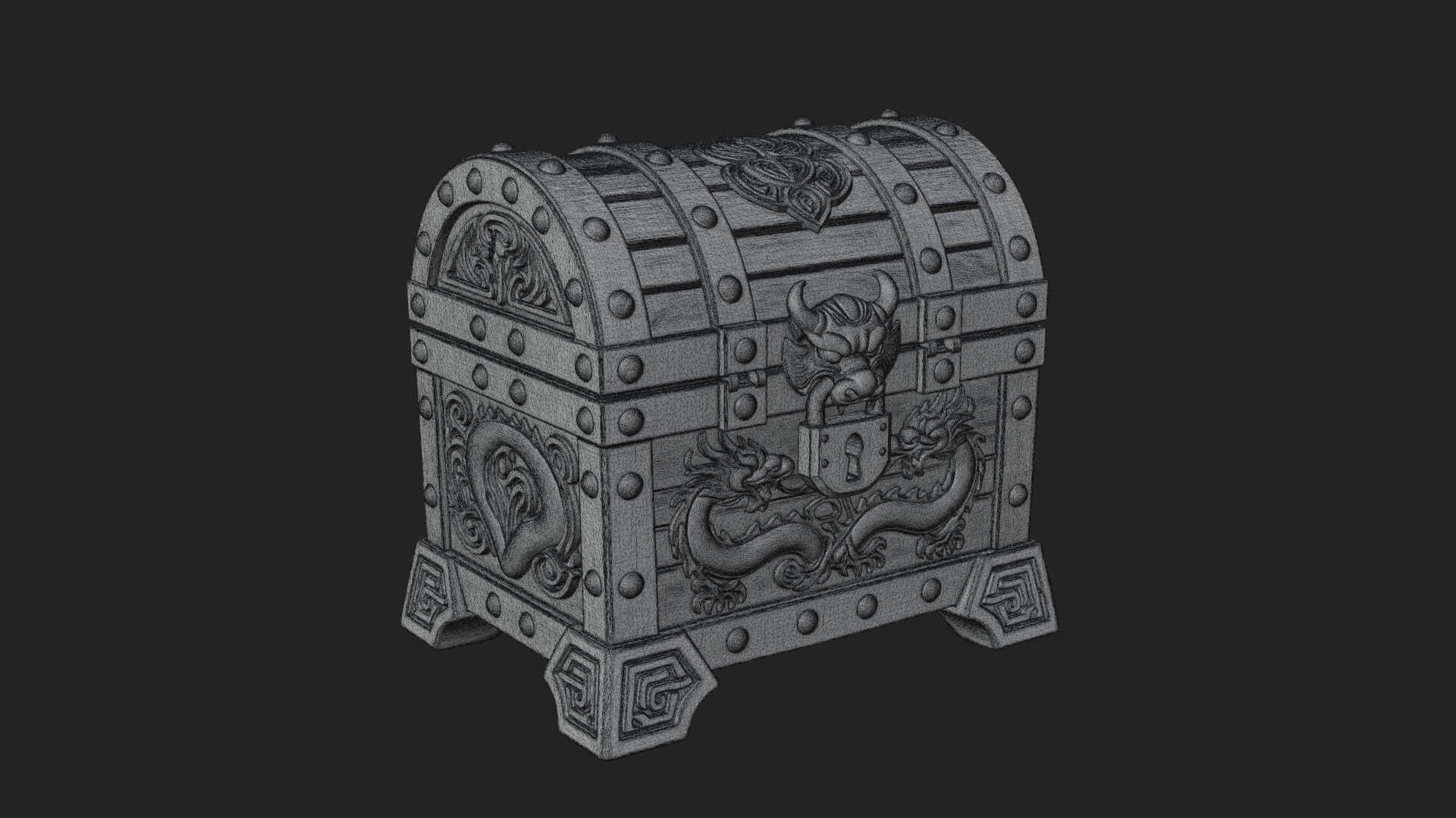 Dragon Head Treasure Chest Model Design 5 3D Print Model 3D Model