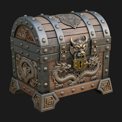 Dragon Head Treasure Chest Model Design 5 3D Print Model