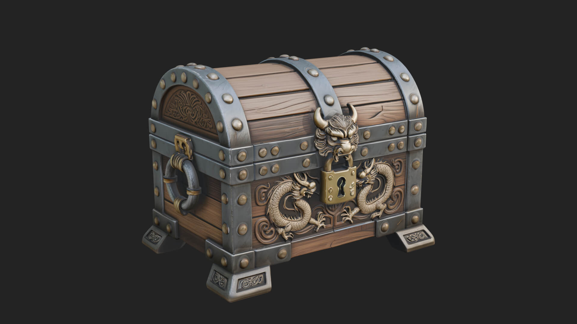 Dragon Head Treasure Chest Model Design 6 3D Print Model 3D Model