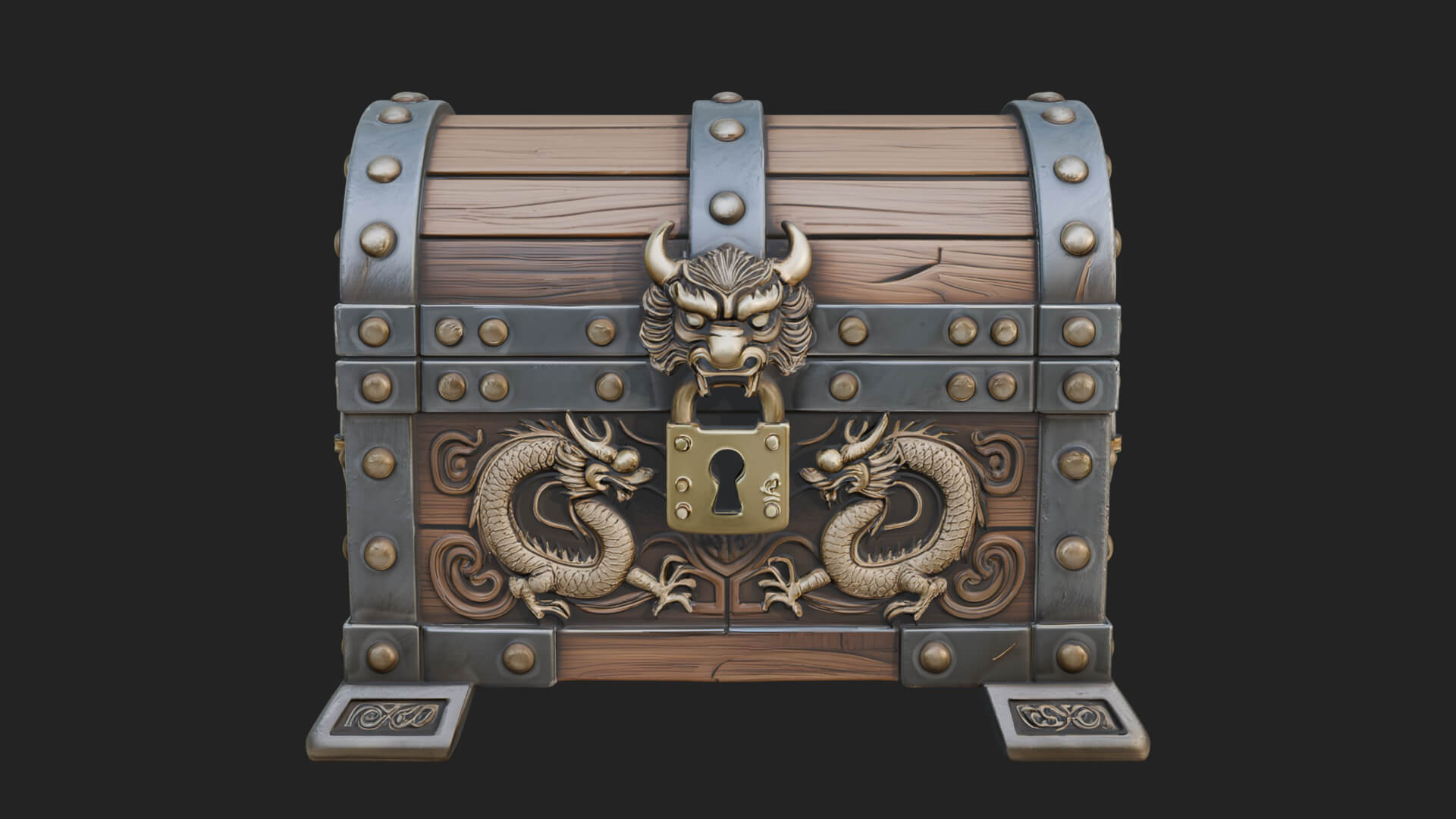 Dragon Head Treasure Chest Model Design 6 3D Print Model 3D Model