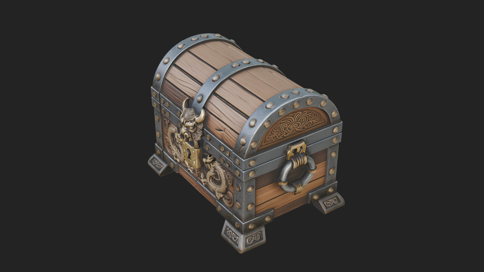 Dragon Head Treasure Chest Model Design 6 3D Print Model 3D Model