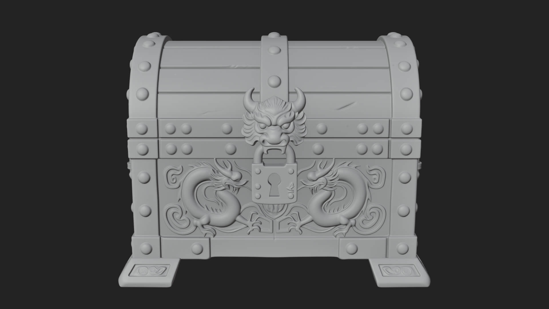 Dragon Head Treasure Chest Model Design 6 3D Print Model 3D Model