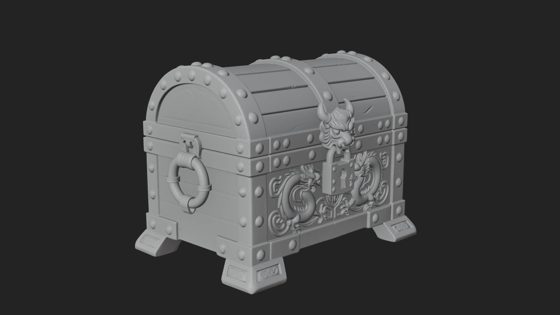 Dragon Head Treasure Chest Model Design 6 3D Print Model 3D Model