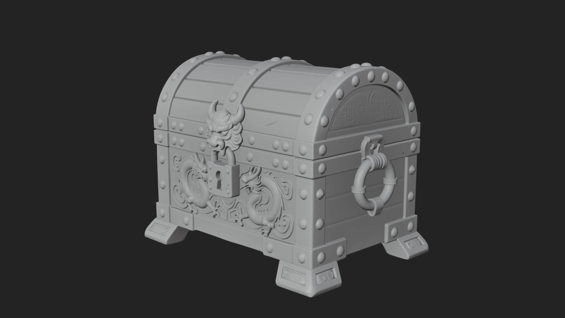 Dragon Head Treasure Chest Model Design 6 3D Print Model 3D Model