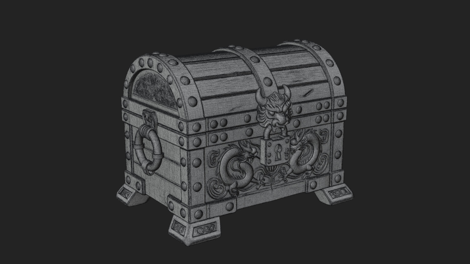 Dragon Head Treasure Chest Model Design 6 3D Print Model 3D Model