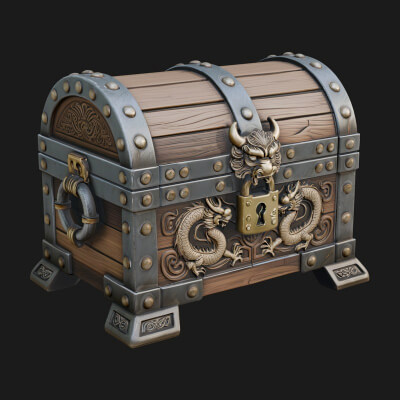 Dragon Head Treasure Chest Model Design 6 3D Print Model