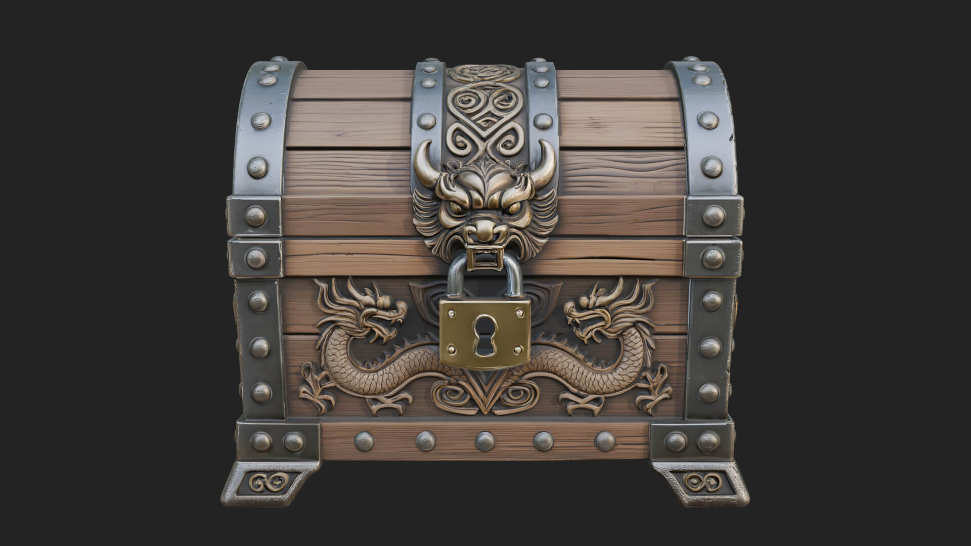 Dragon Head Treasure Chest Model Design 7 3D Print Model 3D Model