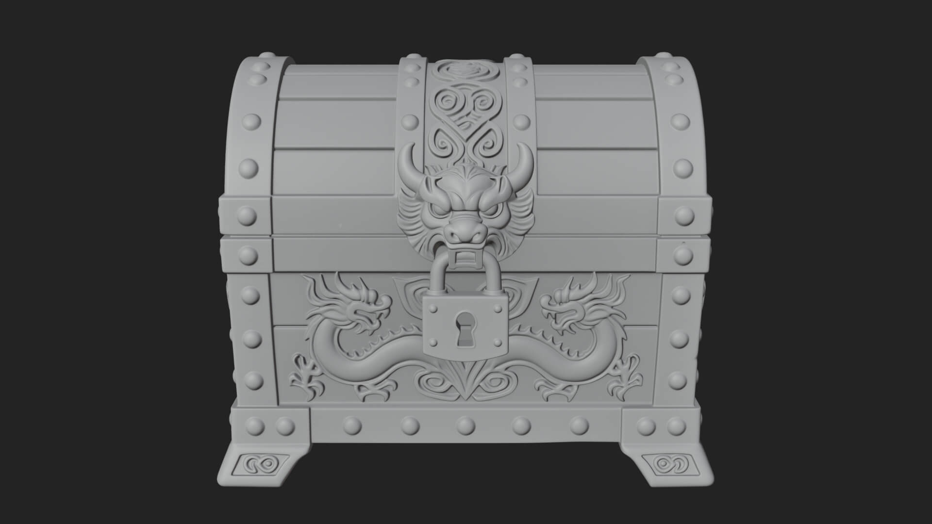 Dragon Head Treasure Chest Model Design 7 3D Print Model 3D Model
