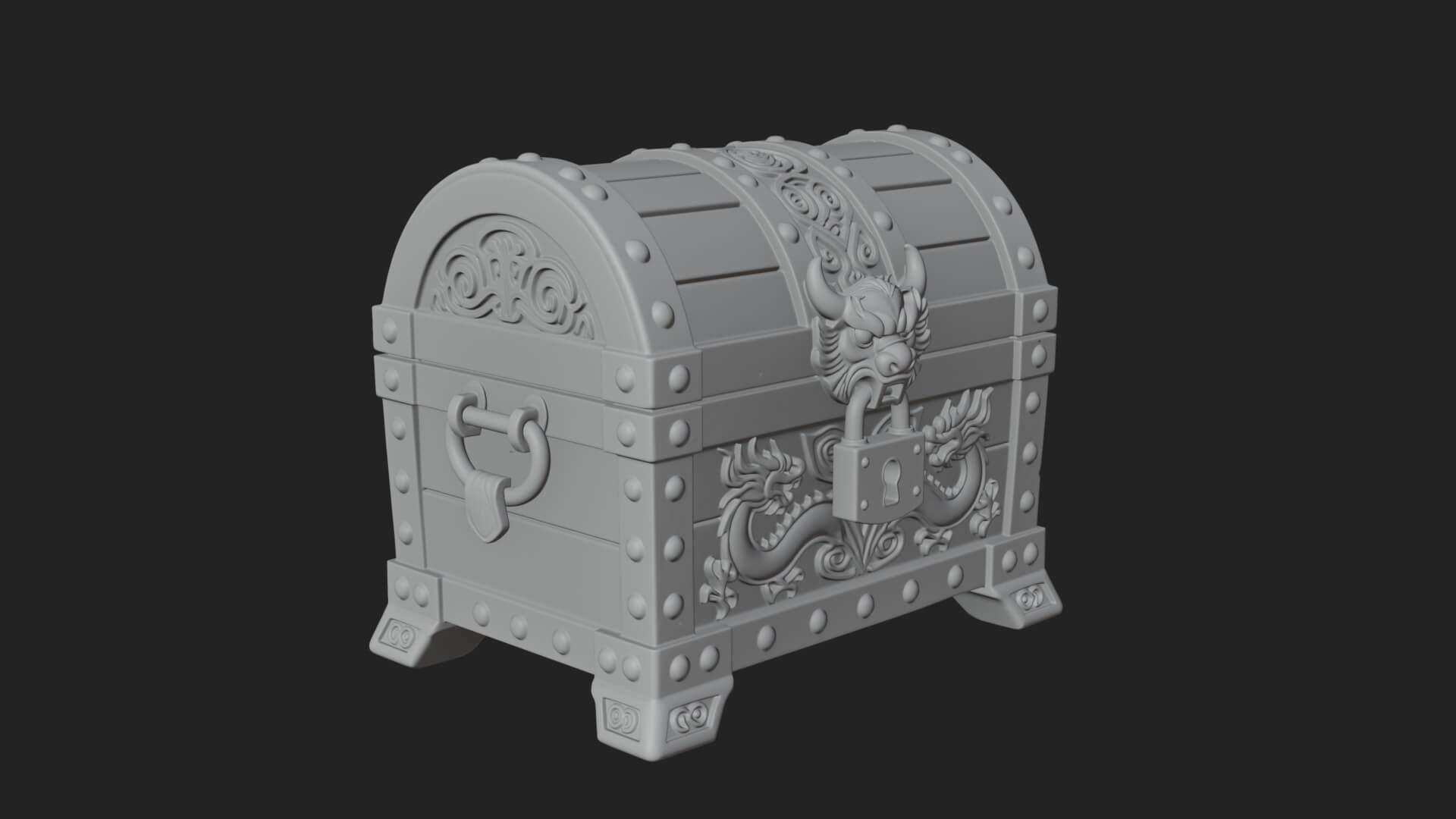 Dragon Head Treasure Chest Model Design 7 3D Print Model 3D Model