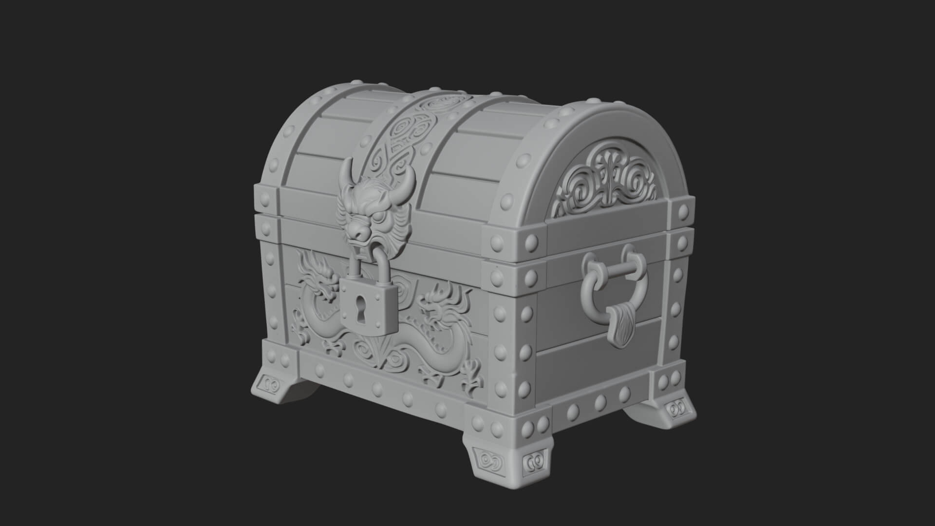 Dragon Head Treasure Chest Model Design 7 3D Print Model 3D Model