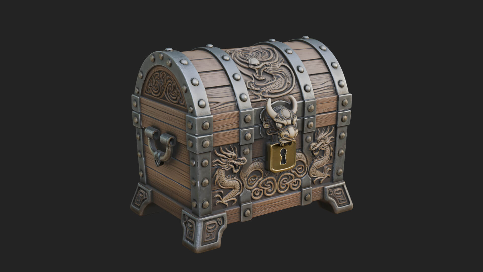 Dragon Head Treasure Chest Model Design 8 3D Print Model 3D Model