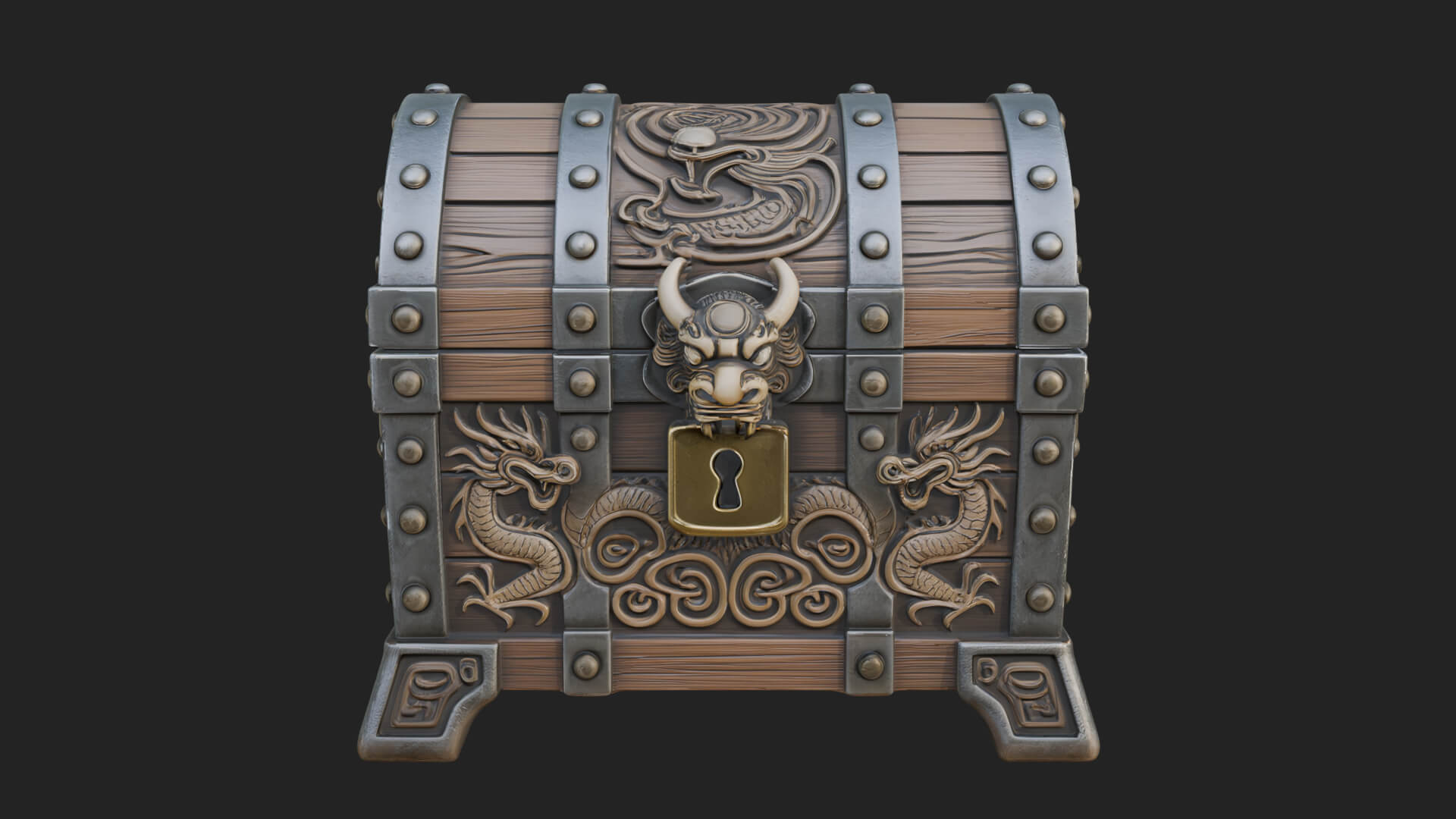 Dragon Head Treasure Chest Model Design 8 3D Print Model 3D Model
