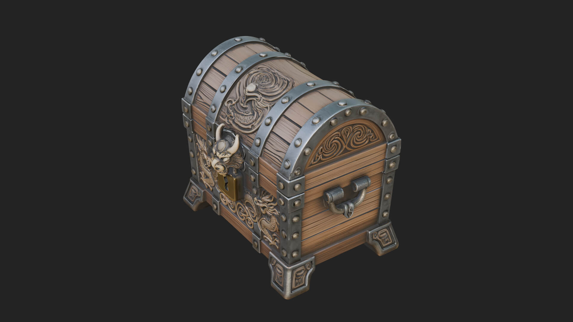 Dragon Head Treasure Chest Model Design 8 3D Print Model 3D Model