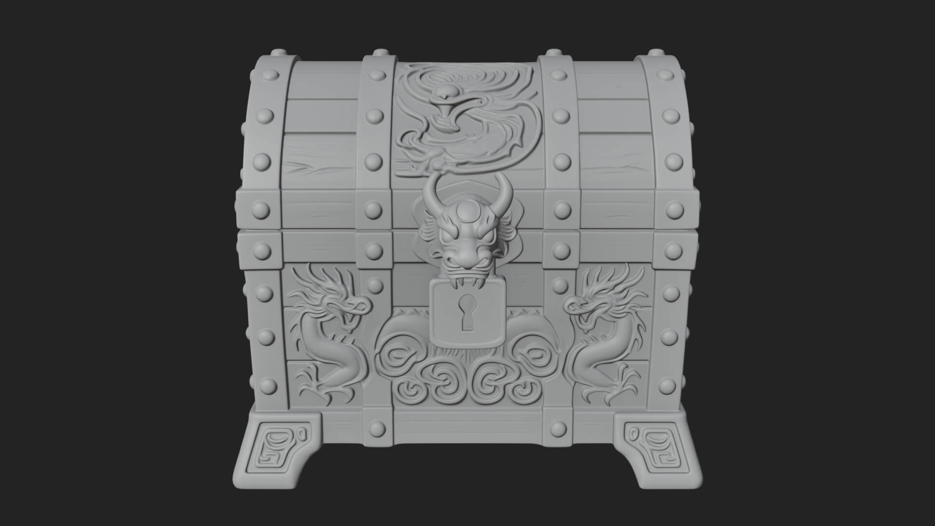 Dragon Head Treasure Chest Model Design 8 3D Print Model 3D Model