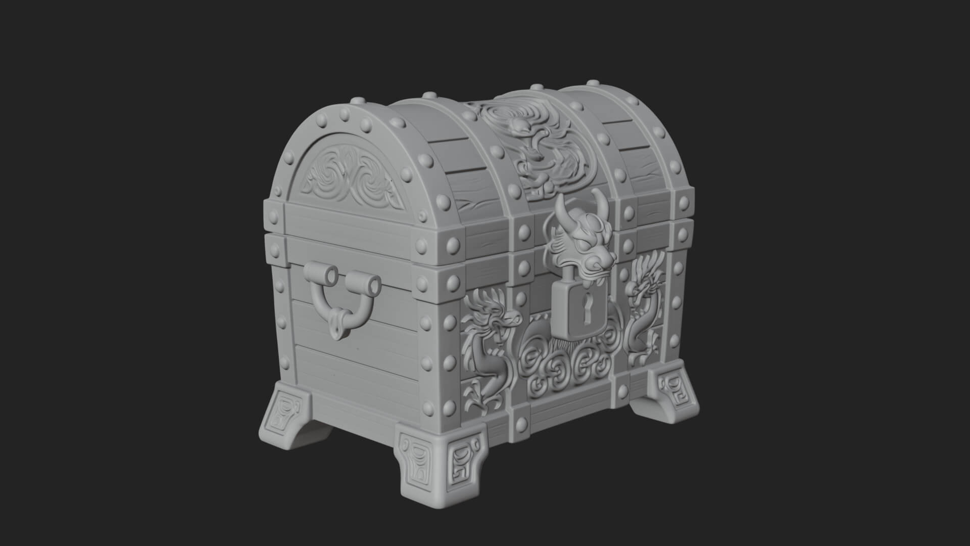 Dragon Head Treasure Chest Model Design 8 3D Print Model 3D Model