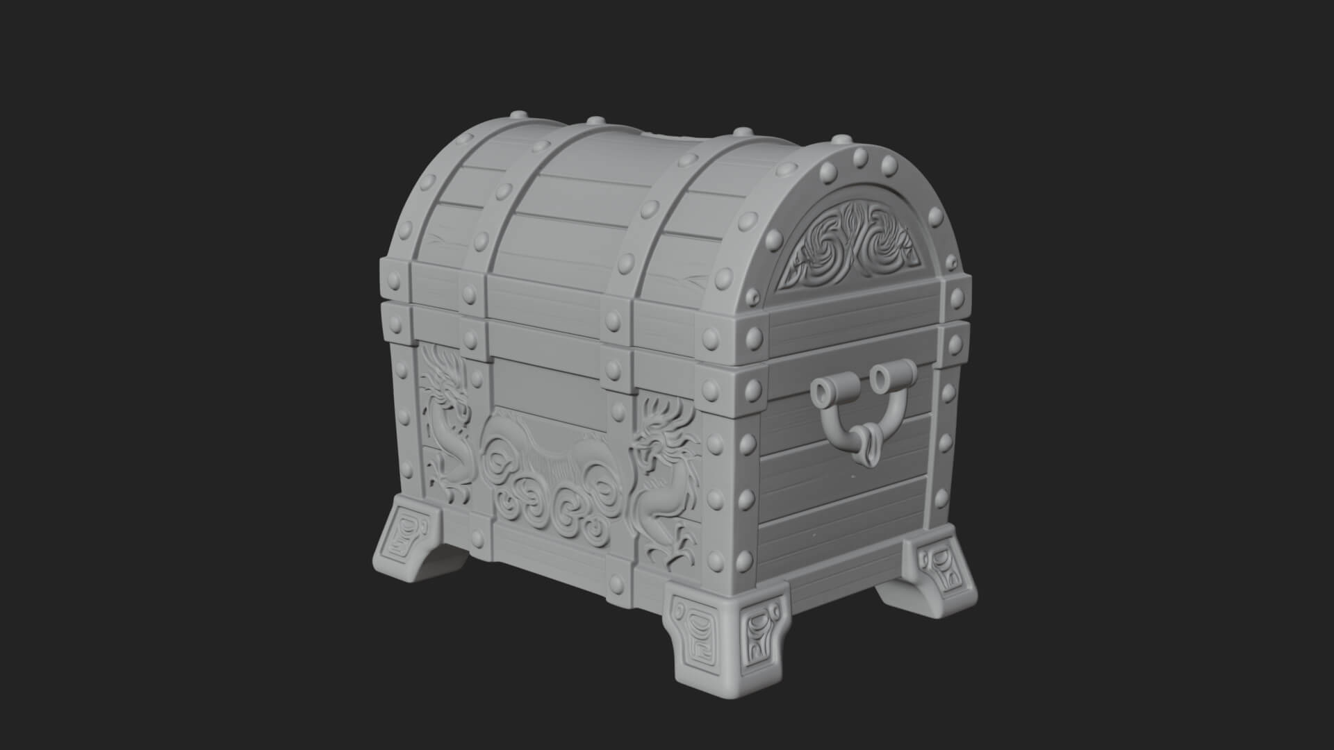 Dragon Head Treasure Chest Model Design 8 3D Print Model 3D Model