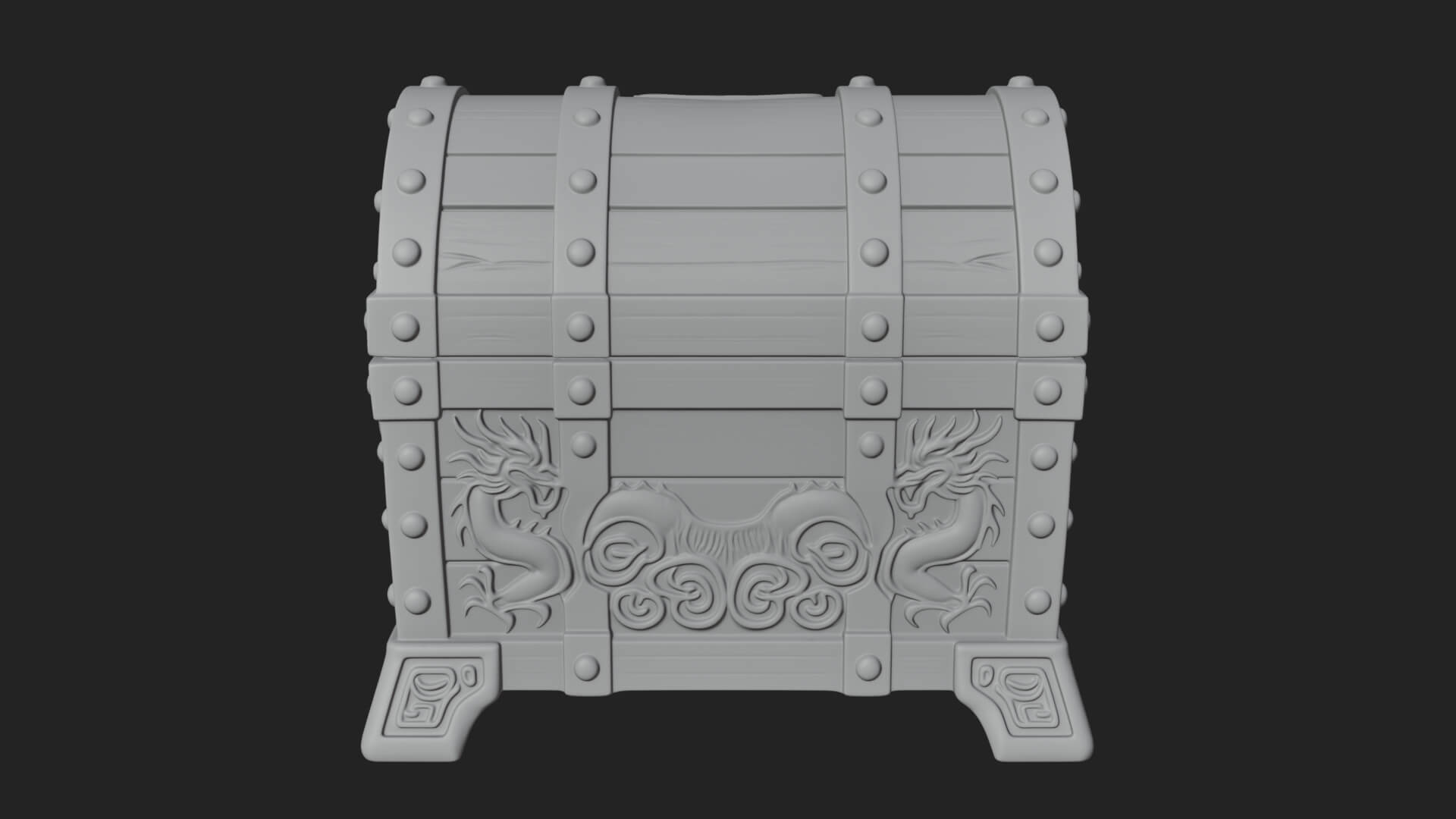 Dragon Head Treasure Chest Model Design 8 3D Print Model 3D Model