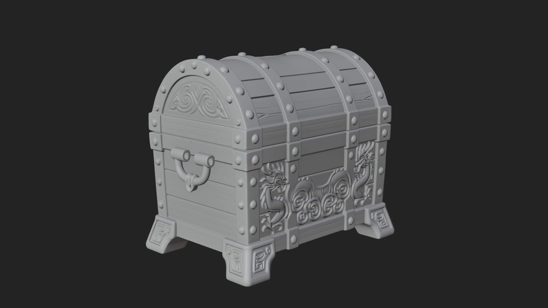 Dragon Head Treasure Chest Model Design 8 3D Print Model 3D Model