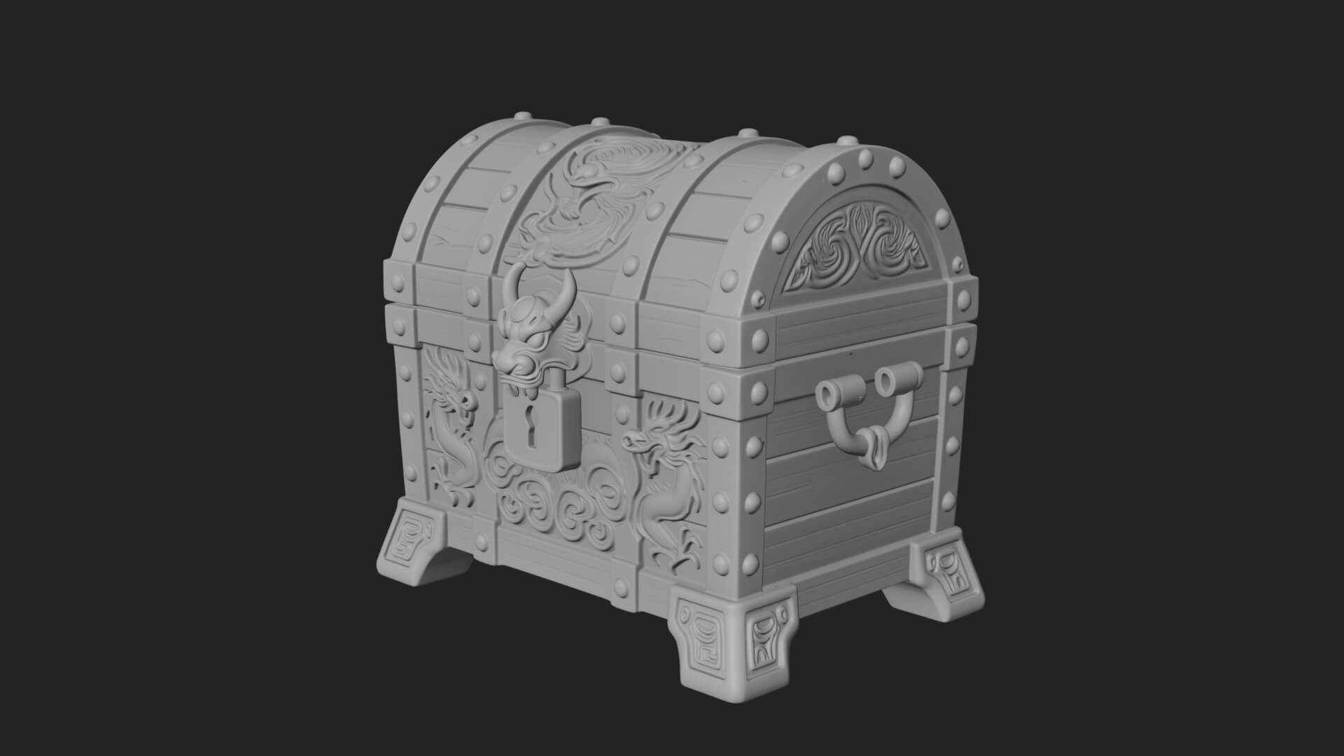 Dragon Head Treasure Chest Model Design 8 3D Print Model 3D Model
