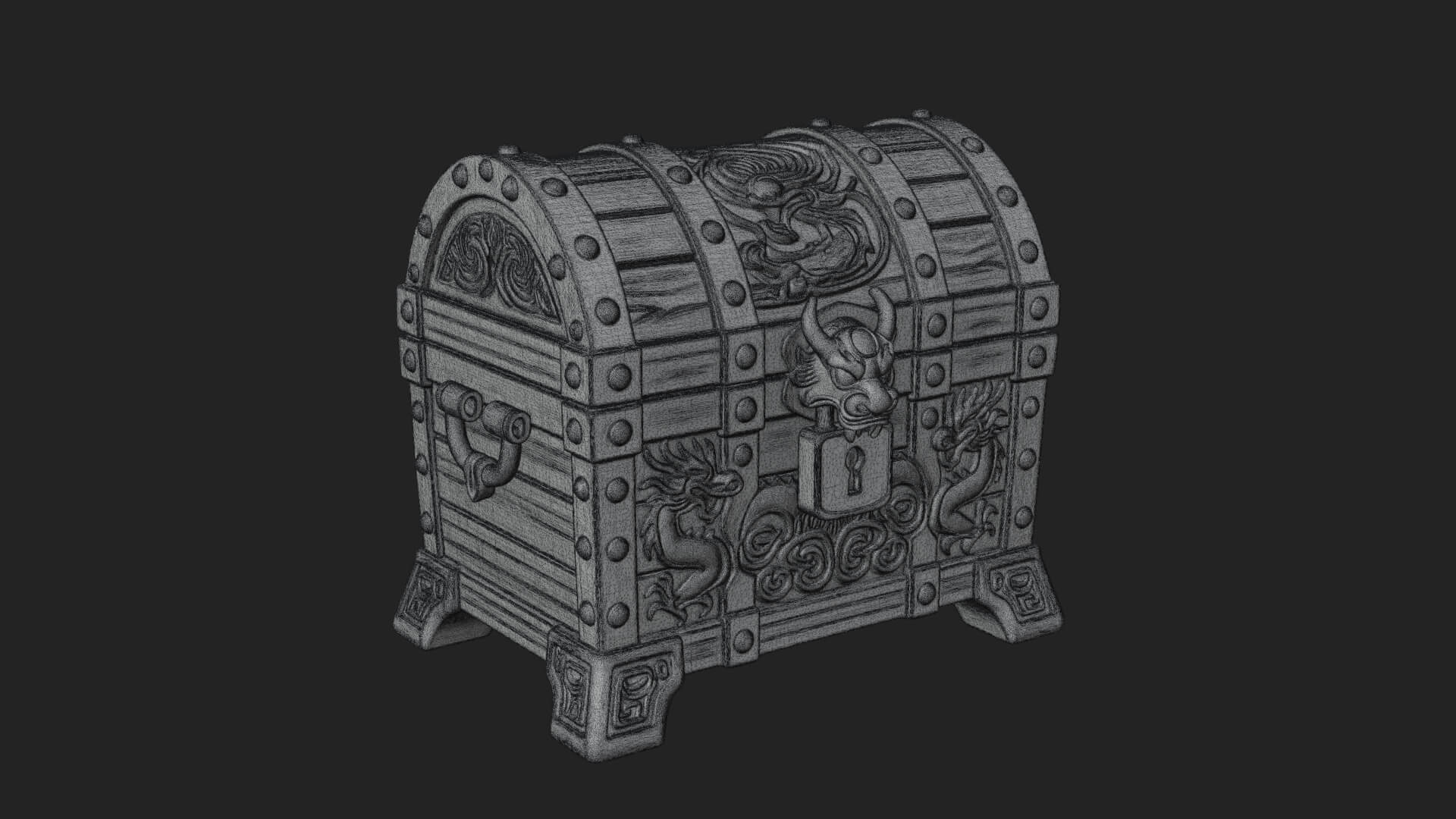 Dragon Head Treasure Chest Model Design 8 3D Print Model 3D Model