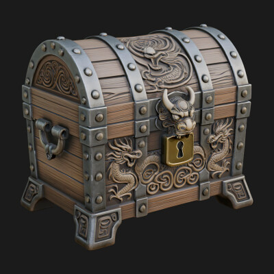 Dragon Head Treasure Chest Model Design 8 3D Print Model