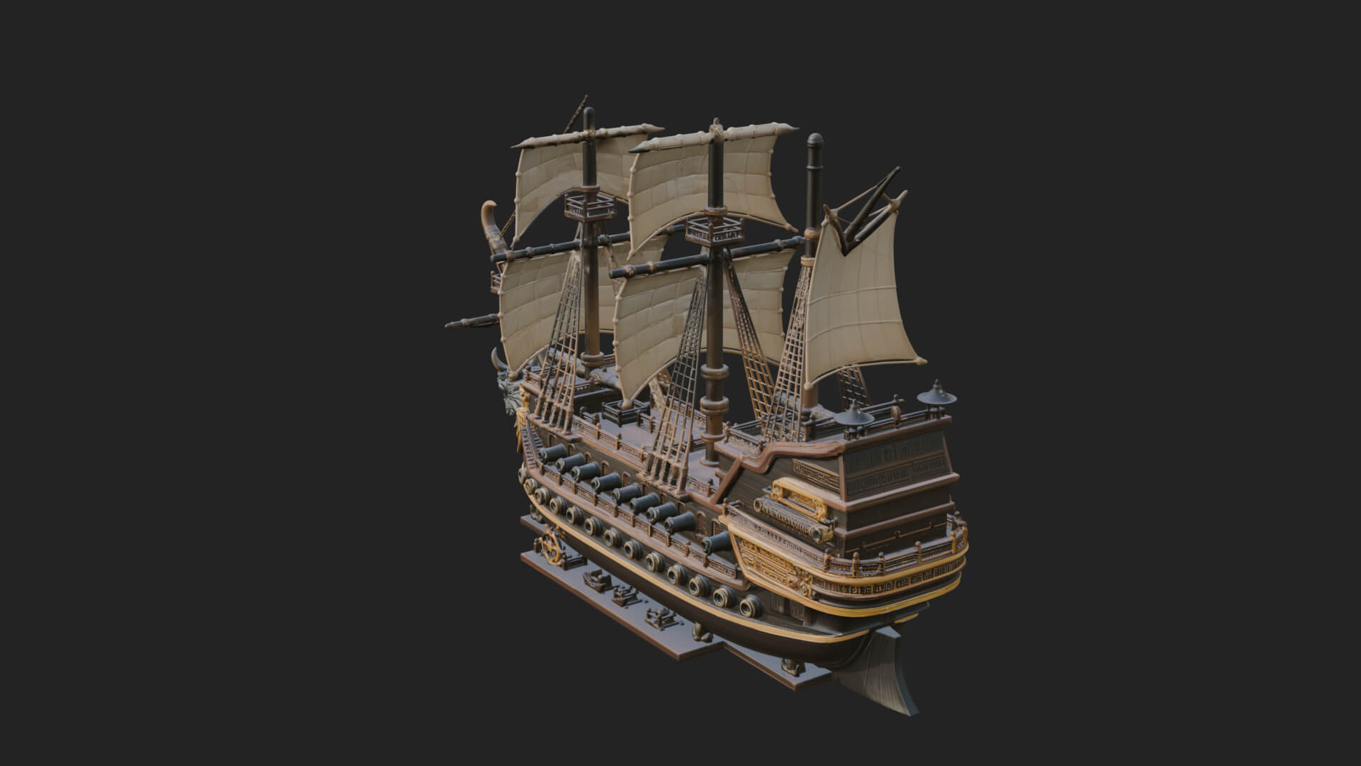 Dragon Prow Galleon Model Design 1 3D Print Model 3D Model