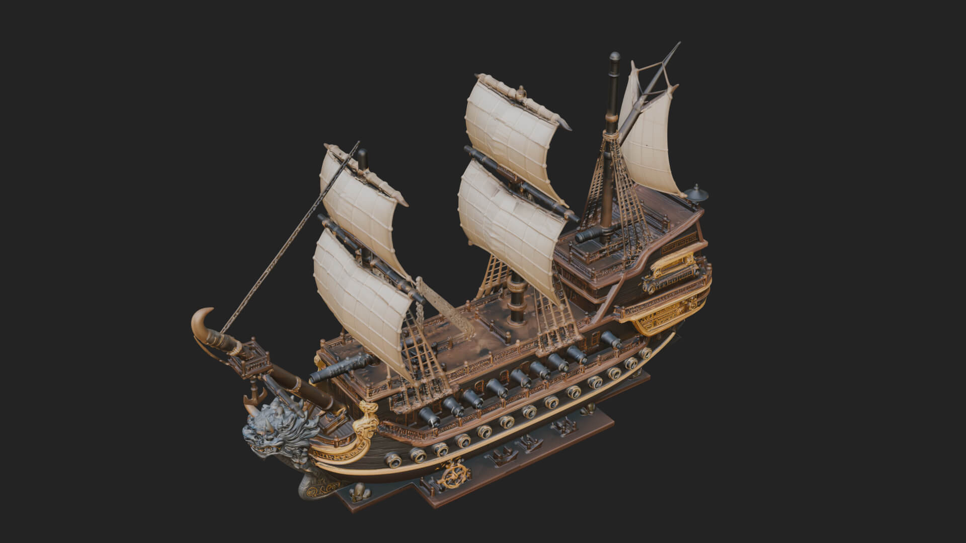 Dragon Prow Galleon Model Design 1 3D Print Model 3D Model