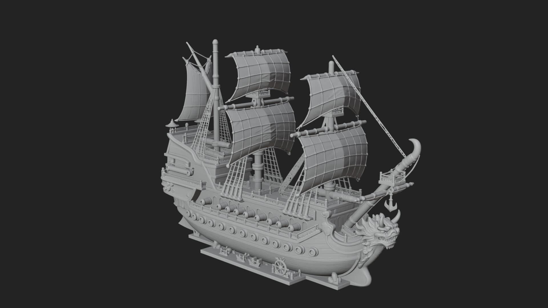 Dragon Prow Galleon Model Design 1 3D Print Model 3D Model