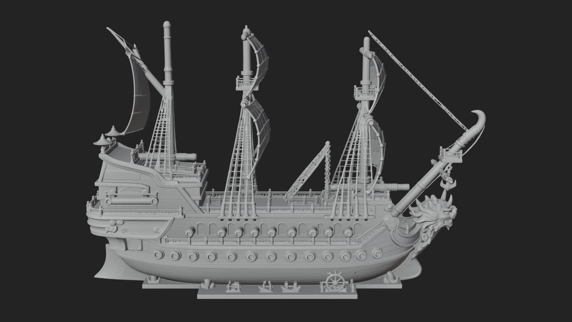 Dragon Prow Galleon Model Design 1 3D Print Model 3D Model
