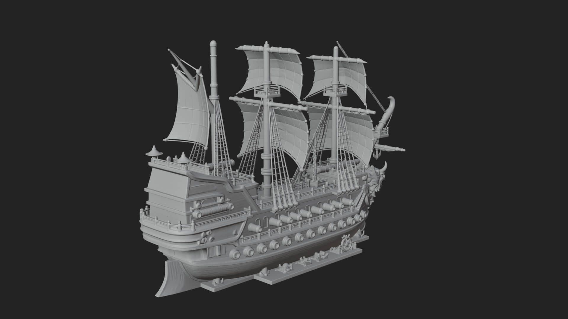 Dragon Prow Galleon Model Design 1 3D Print Model 3D Model