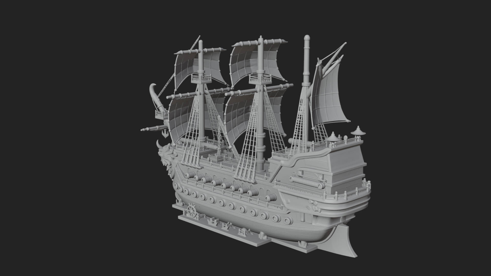 Dragon Prow Galleon Model Design 1 3D Print Model 3D Model