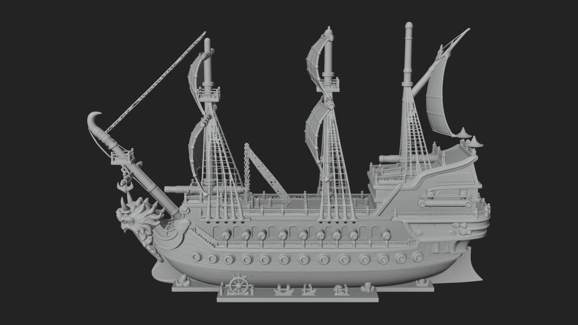Dragon Prow Galleon Model Design 1 3D Print Model 3D Model