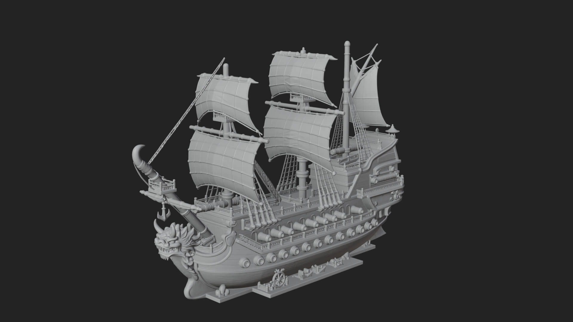 Dragon Prow Galleon Model Design 1 3D Print Model 3D Model