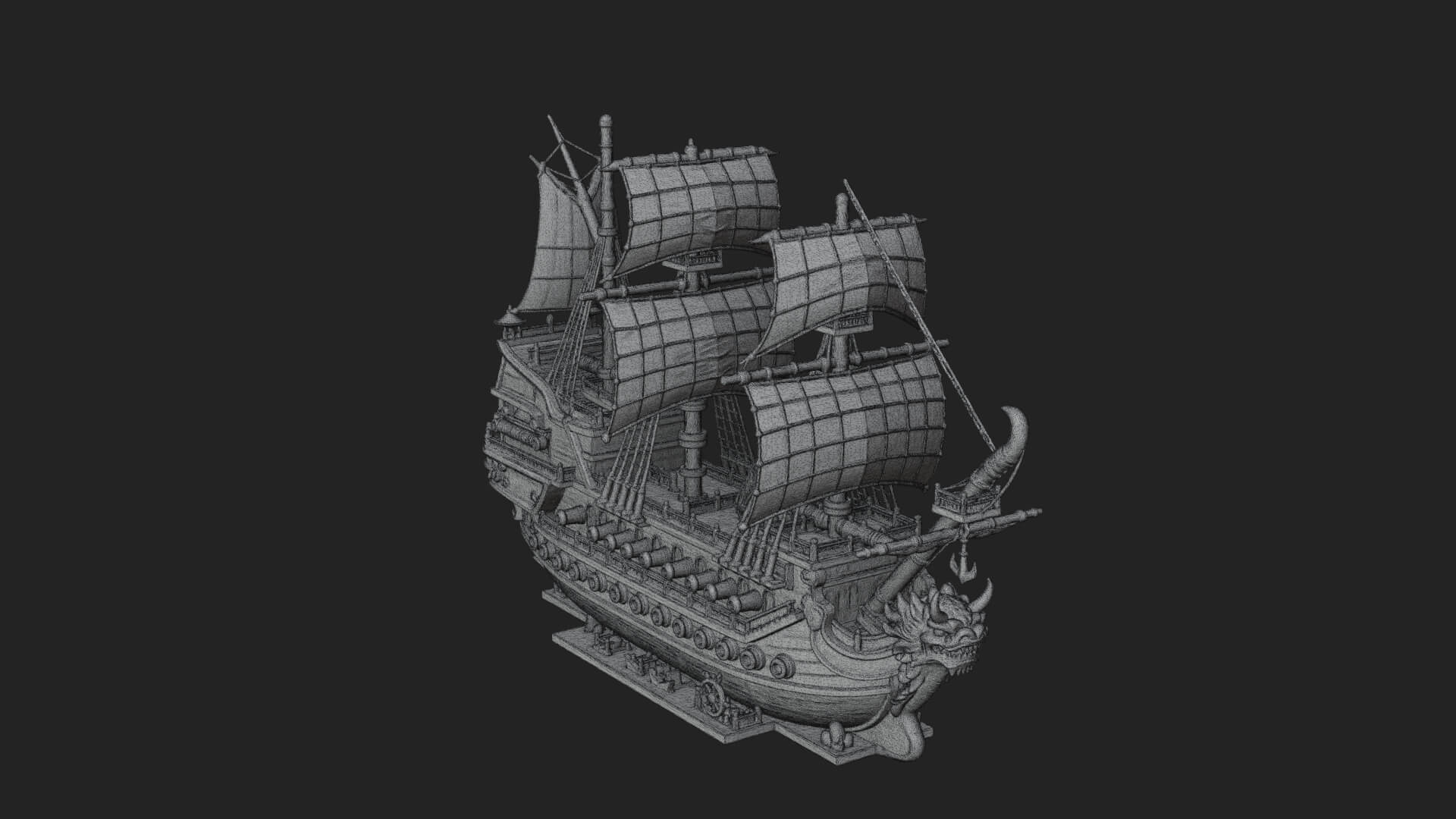 Dragon Prow Galleon Model Design 1 3D Print Model 3D Model